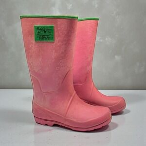 Polo Ralph Lauren Rain Boots Girls Size 3 Pink Rubber Equestrian Non Slip Prep
